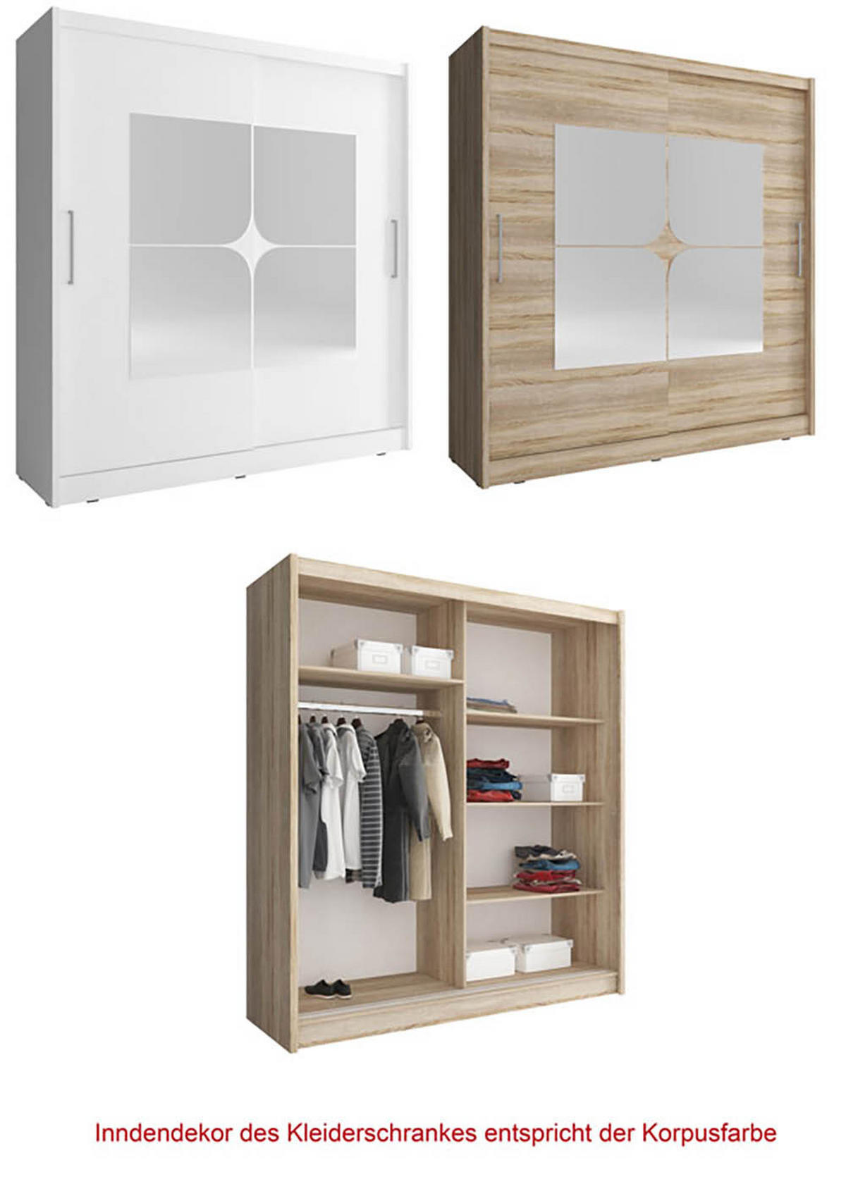 SCHIEBETÜRENSCHRANK Maja VII weiß 180 / 62 / 214cm - Weiß, Holz/Holzwerkstoff (180/200/62cm) - Feldmann-Wohnen