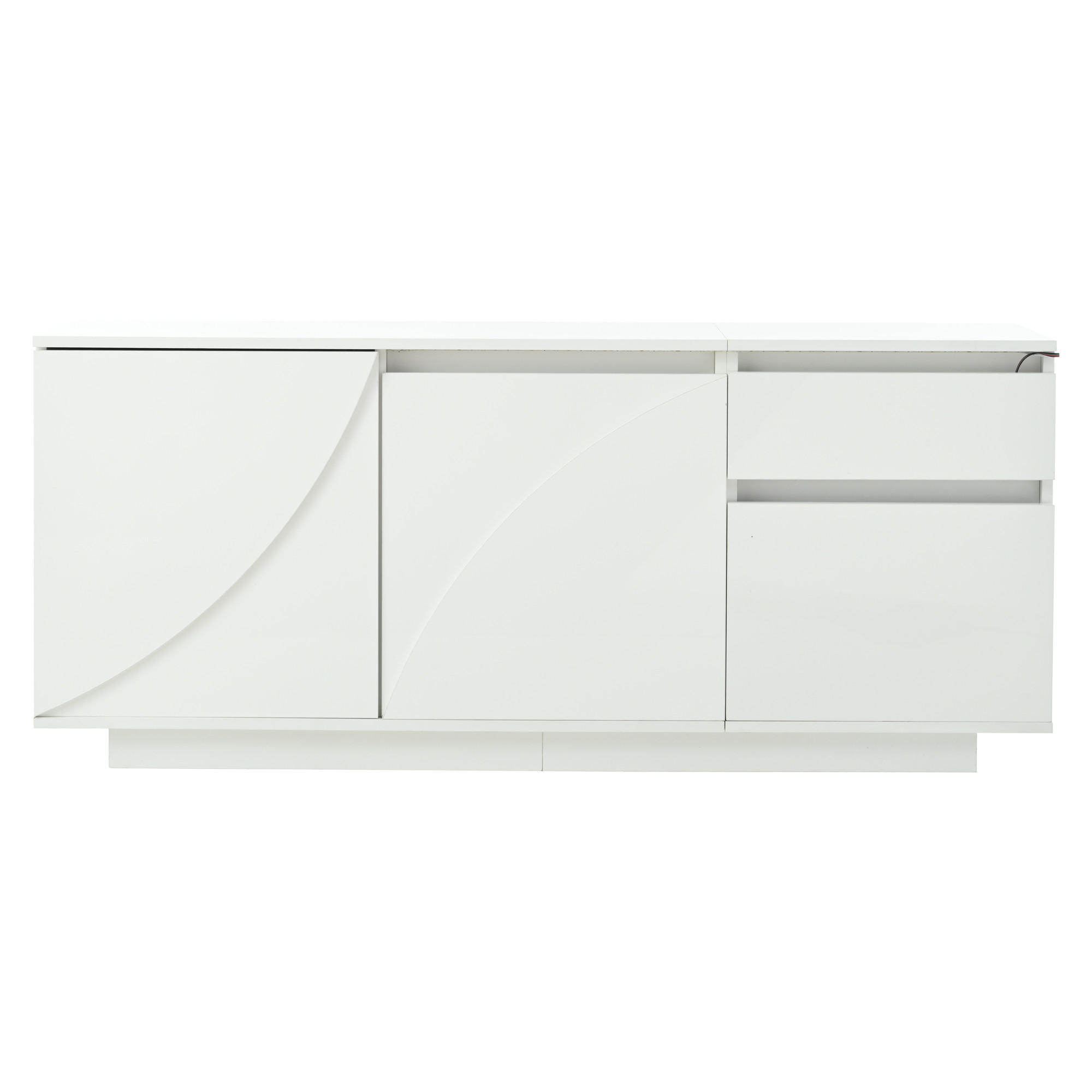 SIDEBOARD Weiß Hochglanz mit LED & 3 Türen 1 Schublade 140×40×60 cm - Weiß, Holzwerkstoff (140/60/40cm) - Urban Meuble