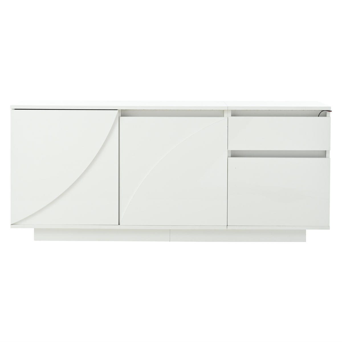 SIDEBOARD Weiß Hochglanz mit LED & 3 Türen 1 Schublade 140×40×60 cm - Weiß, Holzwerkstoff (140/60/40cm) - Urban Meuble