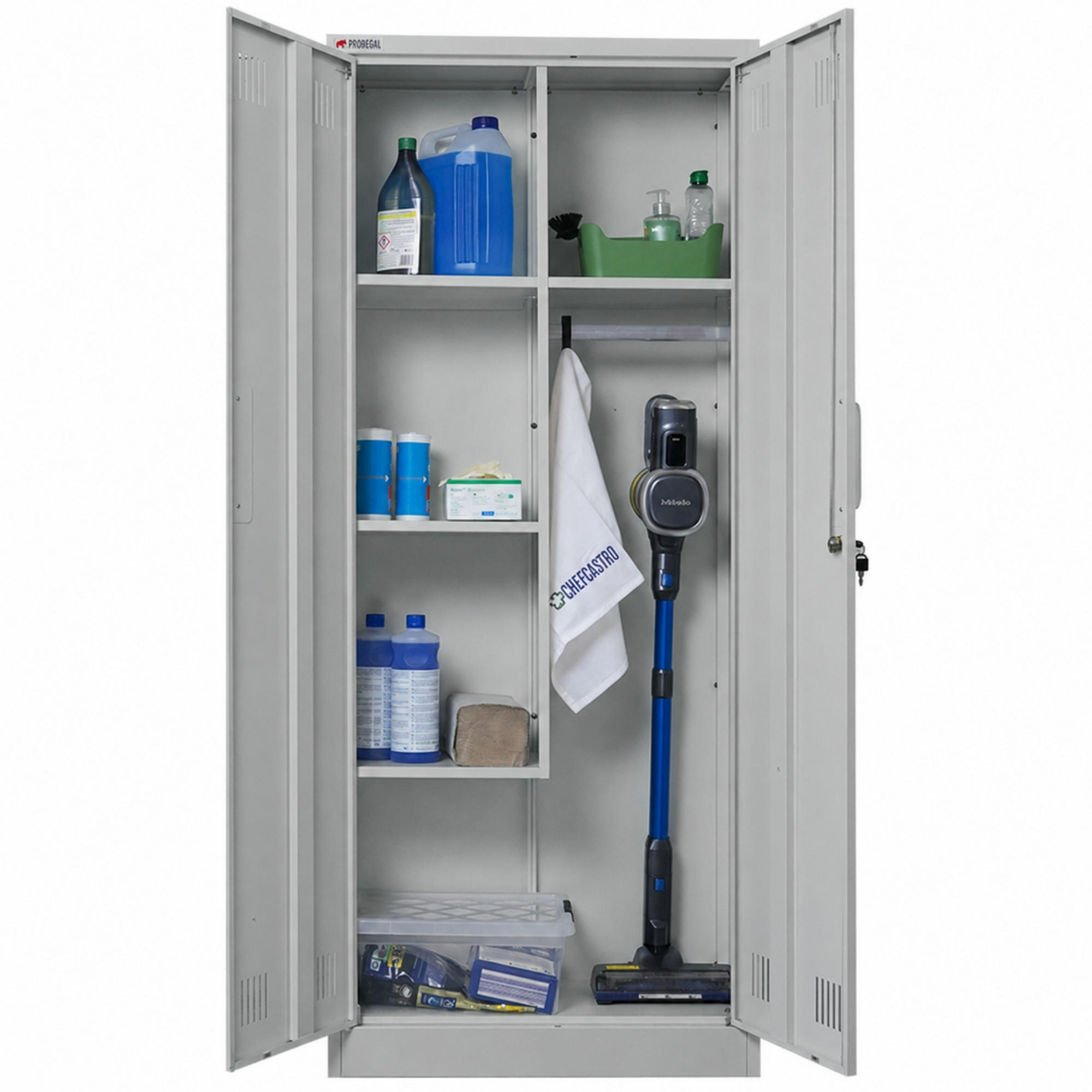 PUTZMITTELSCHRANK Rhino Metall 170x70x30cm Lichtgrau - Grau, Metall (70/170/30cm) - PROREGAL