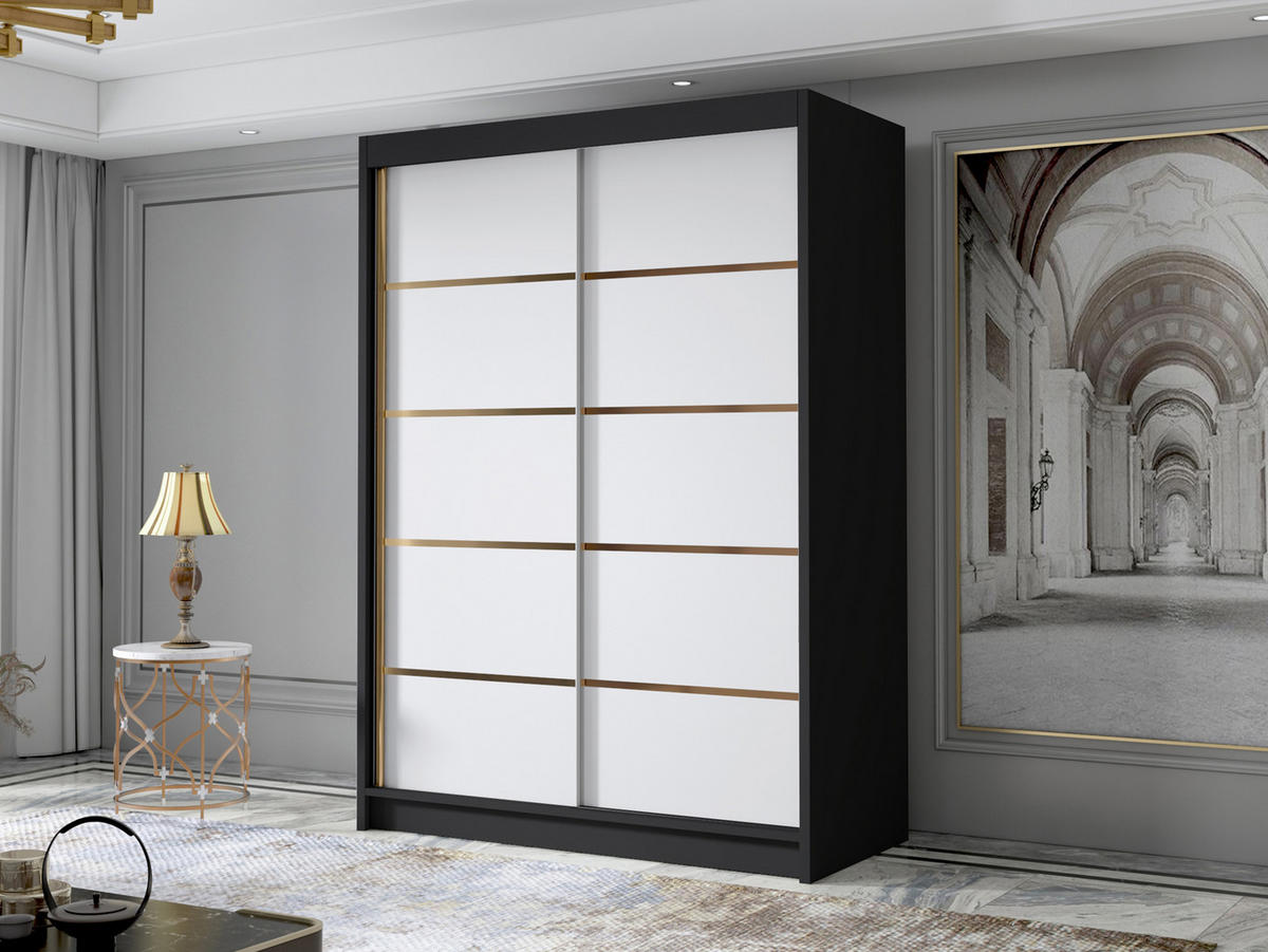 SCHIEBETÜRENSCHRANK Lungo IV - Goldfarben, Holzwerkstoff/Metall (120/200/58cm) - MIRJAN24