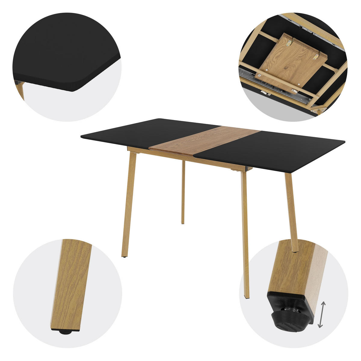 ESSTISCH schwarz 140/70/77 cm - Schwarz, Holzwerkstoff (110/75/76.5cm) - ML-DESIGN