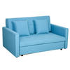 SCHLAFSOFA 2-Sitzer Sofa mit Bettfunktion Polstersofa mit Stauraum, Rückenkissen - Hellblau, Kunststoff (101/81/152cm) - HOMCOM