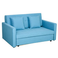 SCHLAFSOFA 2-Sitzer Sofa mit Bettfunktion Polstersofa mit Stauraum, Rückenkissen - Hellblau, Kunststoff (101/81/152cm) - HOMCOM