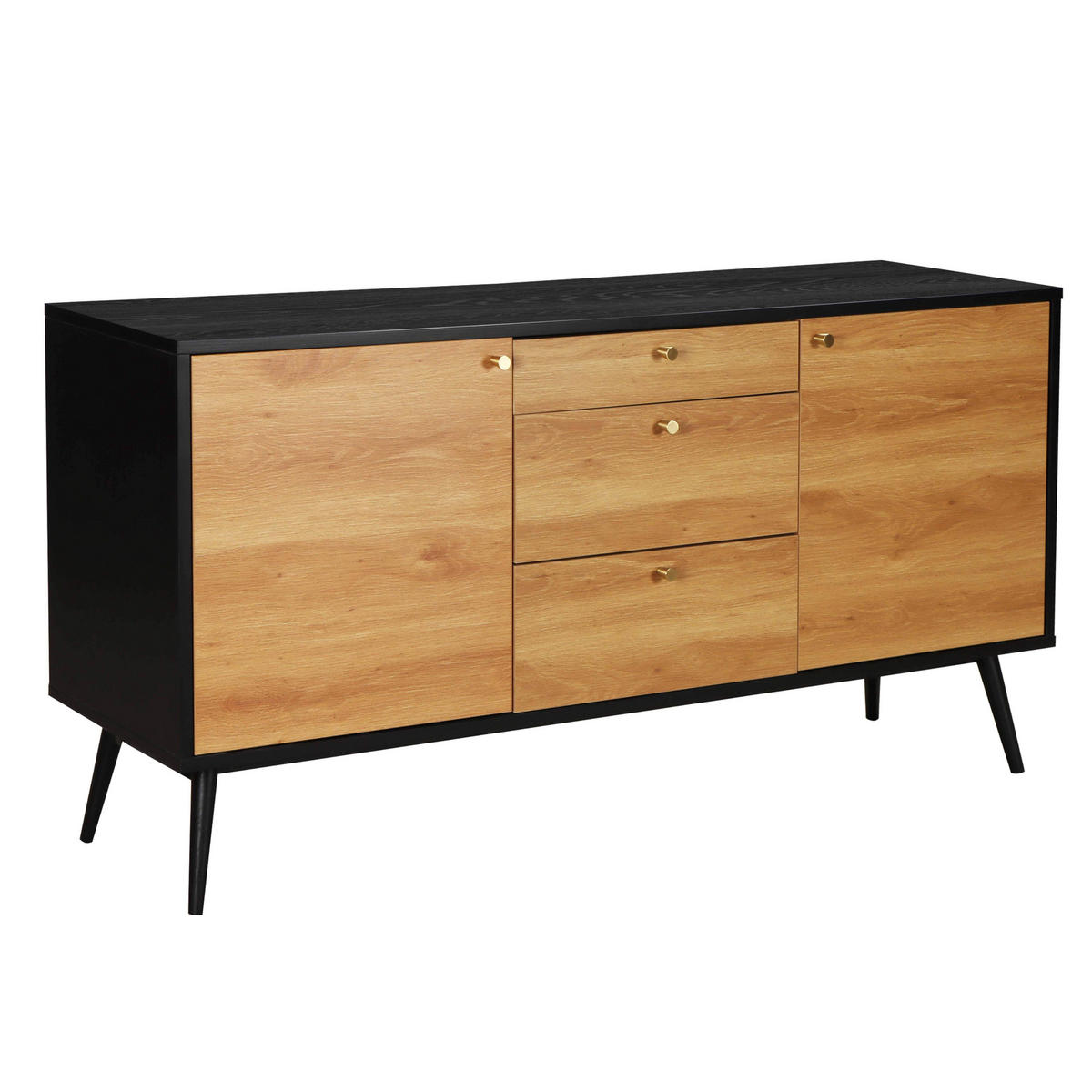 SIDEBOARD, Schwarz - Schwarz, Holzwerkstoff (40/75/150cm) - Oviala