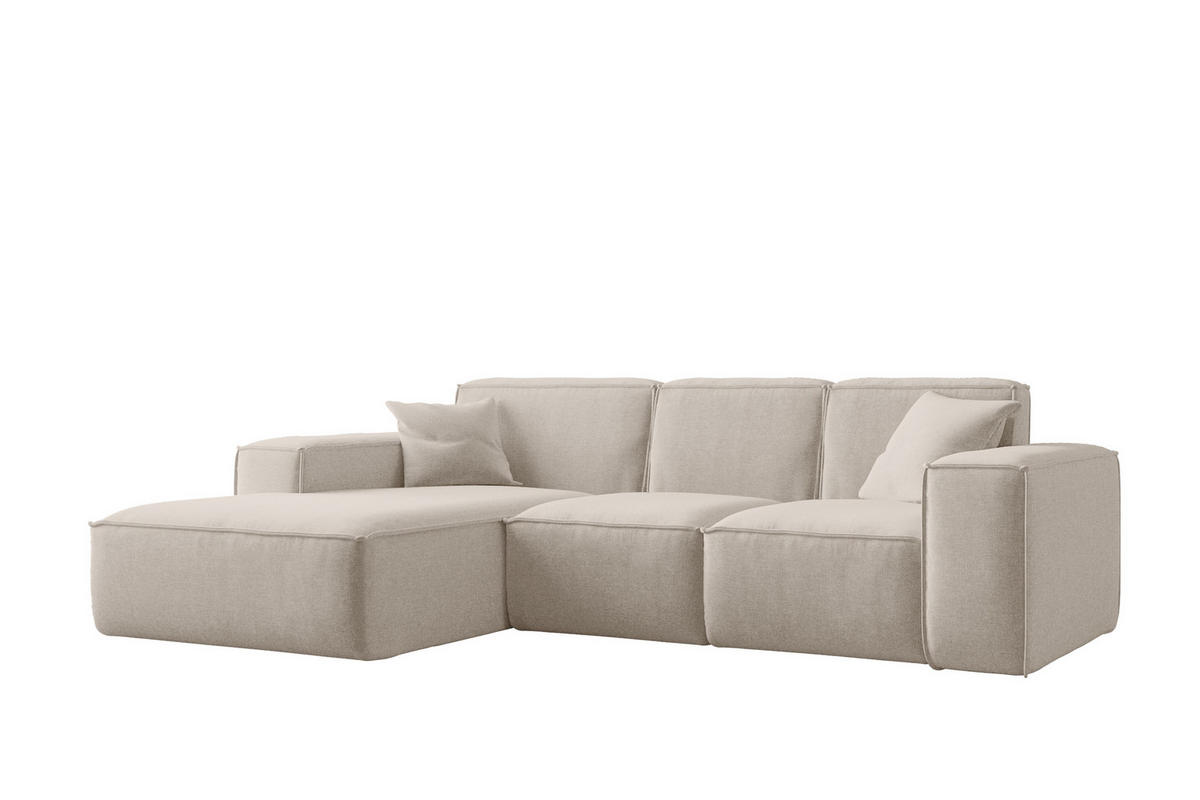 ECKSOFA L-Form Siena Stoff Maloy Beige Links - Beige, Holz (165/266cm) - Kaiser Möbel
