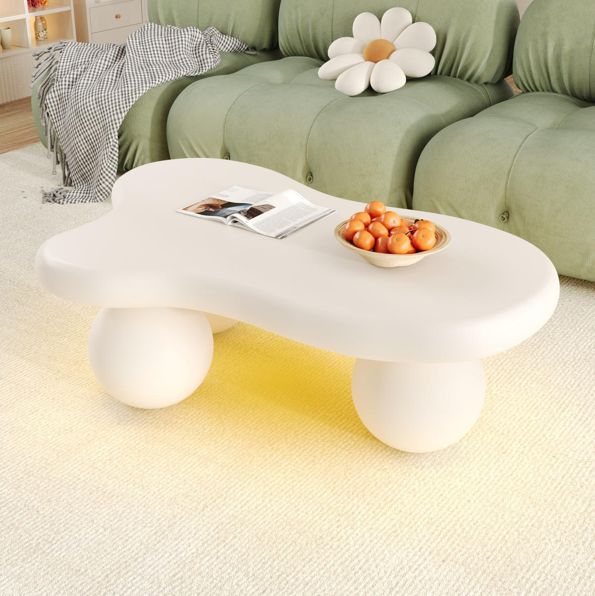 COUCHTISCH 95/62,5/32 cm Weiß aus MDF mit LED-Beleuchtung - Weiß, Holzwerkstoff (95/62.5/32cm) - OKMYHOME