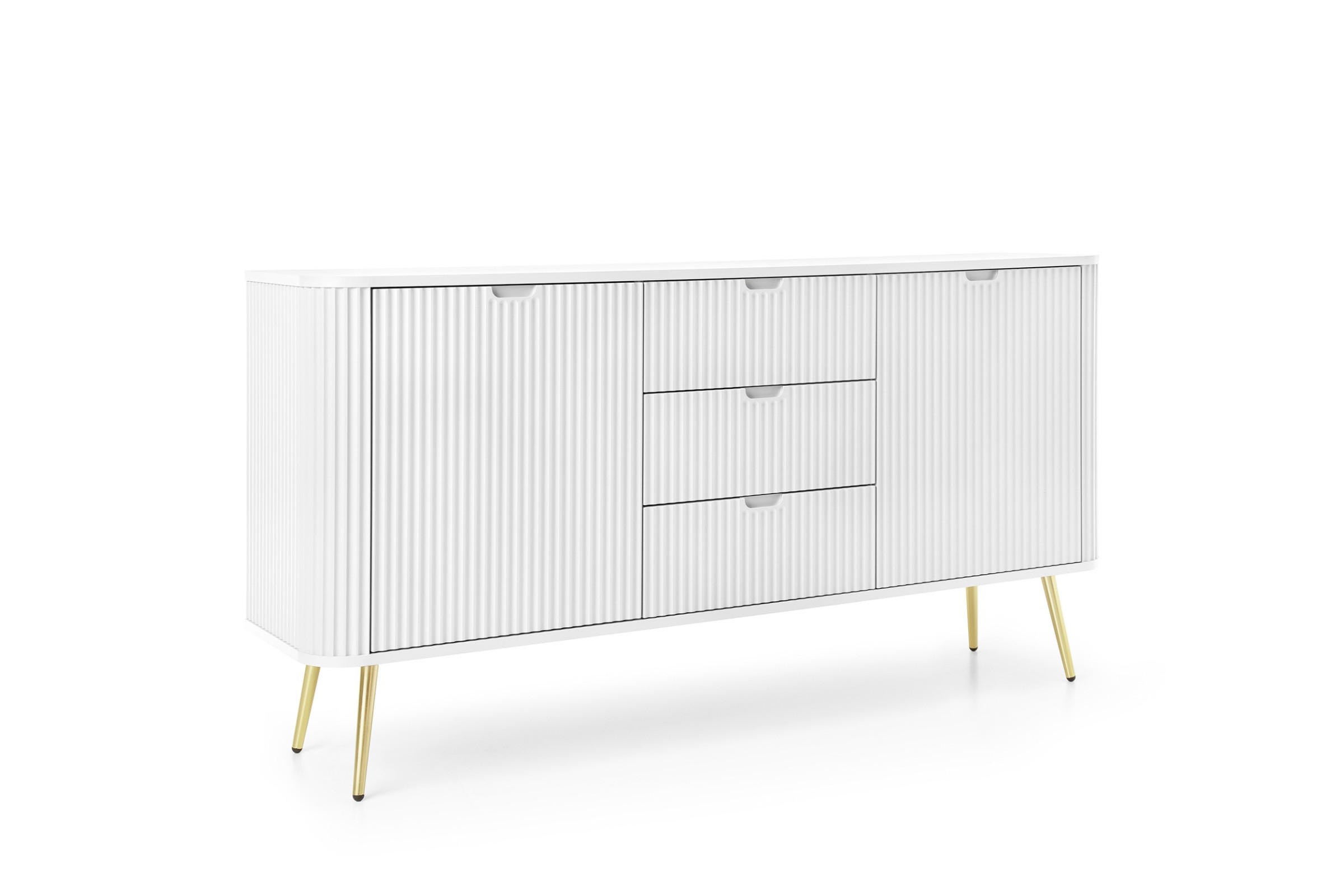 KOMMODE MODERNO 168/87/39 in Weiß/Gold - Goldfarben/Weiß, Holzwerkstoff (168/87/39cm) - Deine Möbel 24