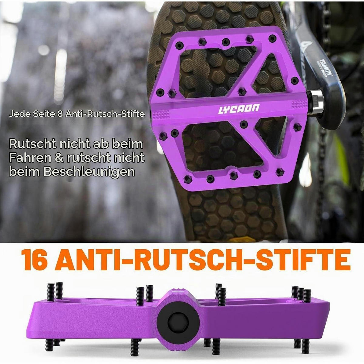 FAHRRADPEDALE Flachpedale Violett - Violett, Kunststoff (10.9/1.4/10.9cm)