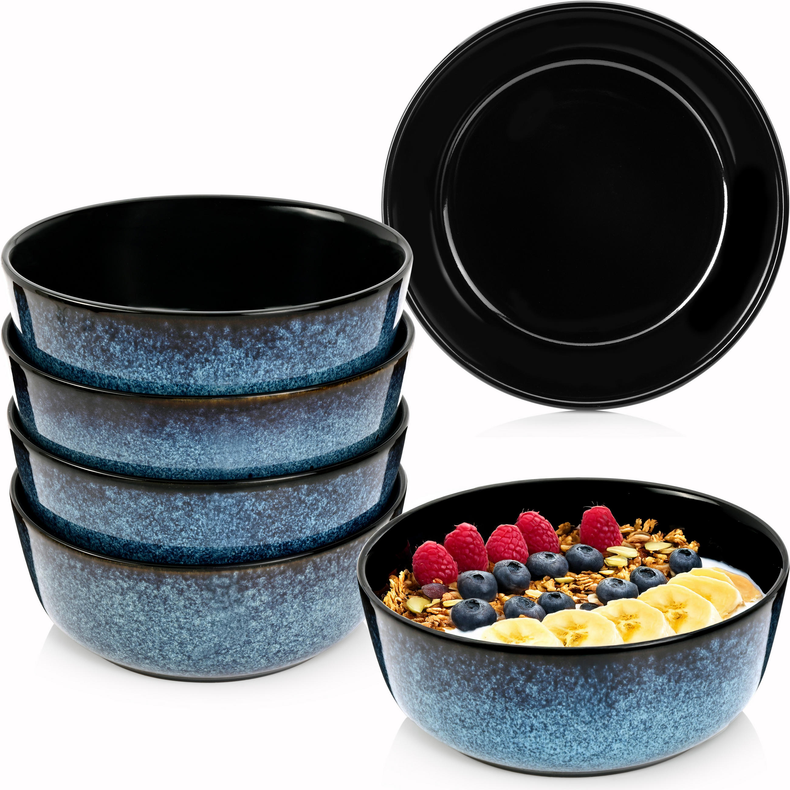 SCHALEN SET OSAKA - 6 teilig aus Steingut - Blau, Stein (16.2cm) - Sänger
