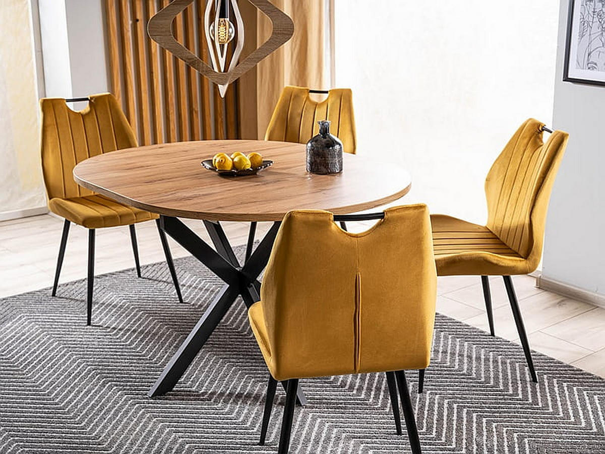 ESSTISCH Rund Eiche Artisan - Schwarz matt 100x75 cm - Schwarz/Eiche Artisan, Holzwerkstoff (100/100/75cm) - designimpex