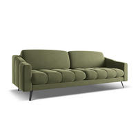 4-SITZER-SOFA Samt Stoff Grün - Schwarz/Olivgrün, Textil/Metall (238/80/95cm) - Makamii