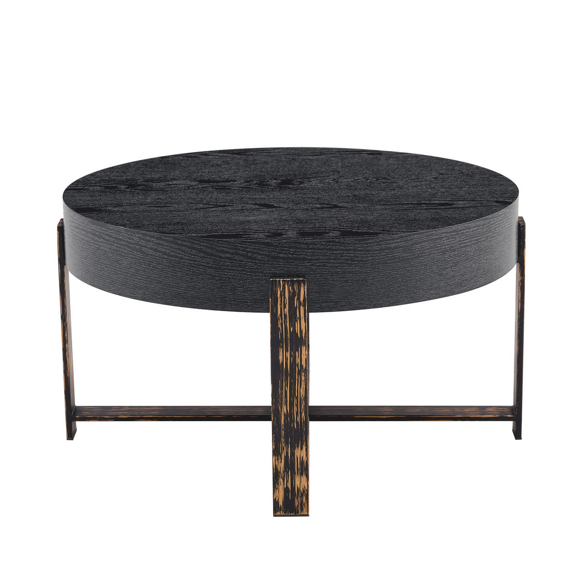 POMOĆNI stolić Ø68/39 cm crni od MDF-a i metala s križnim postoljem - crna, drvni materijal (68/68/39cm) - OKWISH