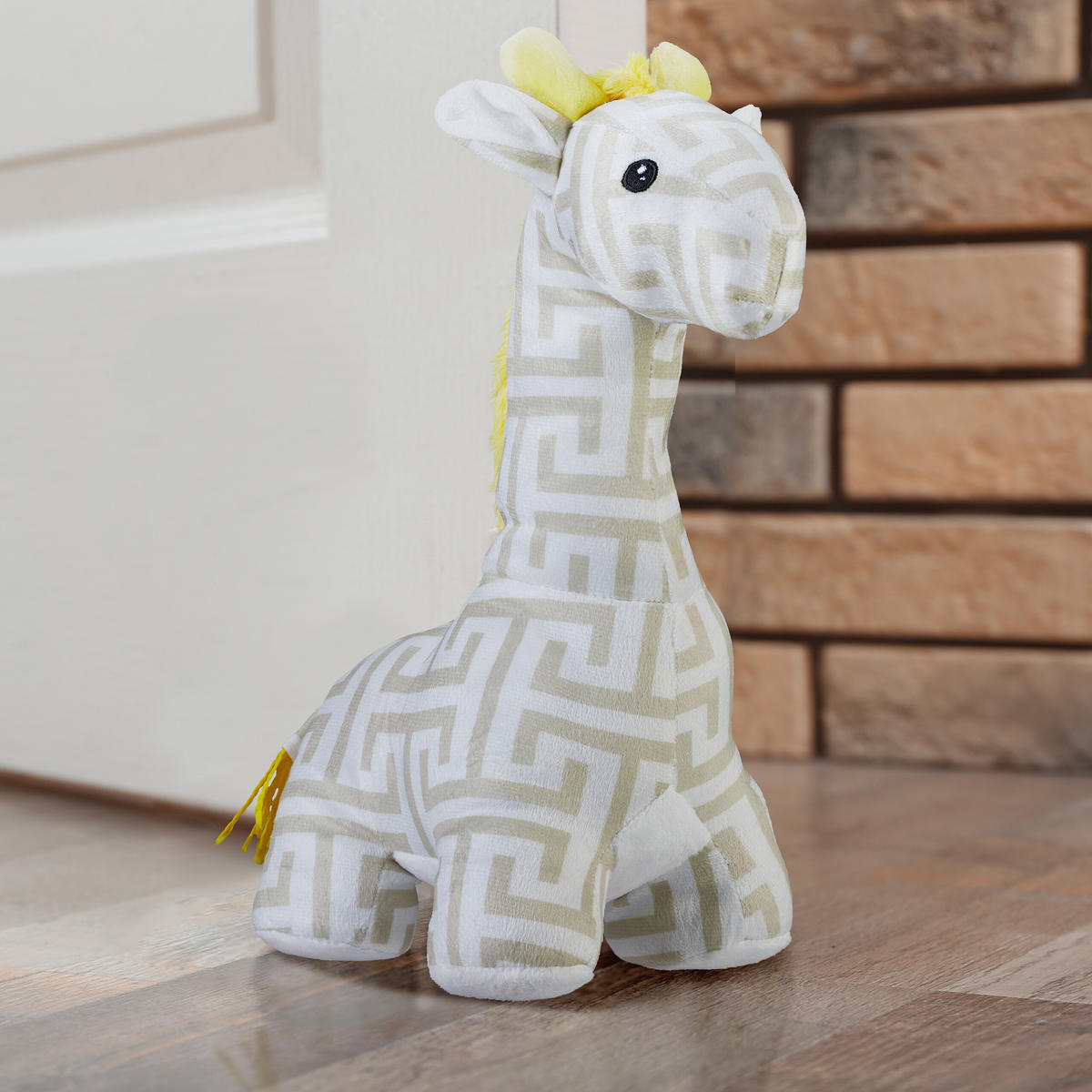 DÖRRSTOPP Vit Beige Giraff sandfylld 35 cm - Multicolor, Textil/Naturmaterial (15/25cm) - Relaxdays