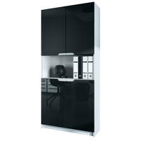 BÜROSCHRANK Logan Fronten in Schwarz Hochglanz - Schwarz Hochglanz, Holzwerkstoff (82/184/37cm) - Vladon