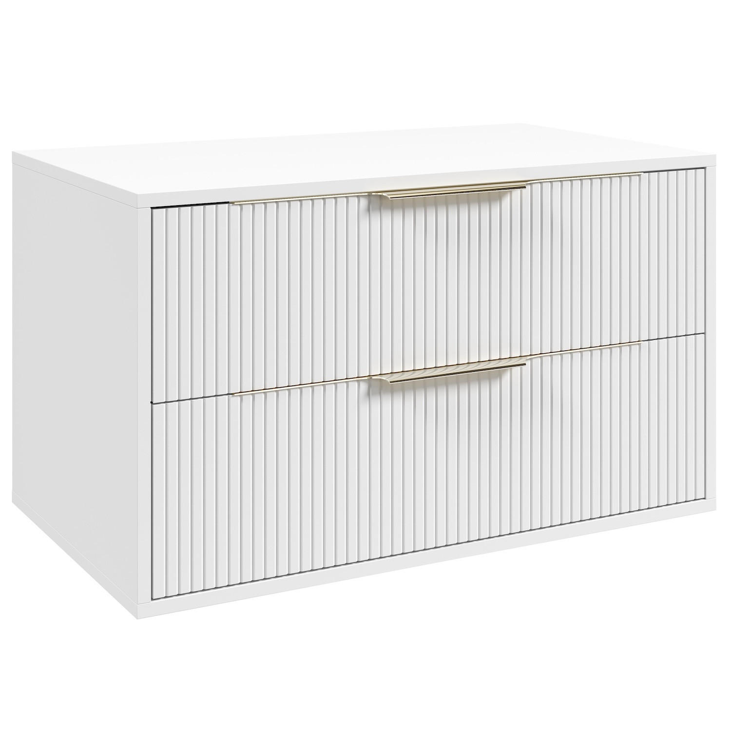 WASCHBECKENUNTERSCHRANK Rimini 2 Schubladen Weiß Matt - 80 x 46 x 46 cm - Weiß, Holz (80/46/46cm) - Badplaats