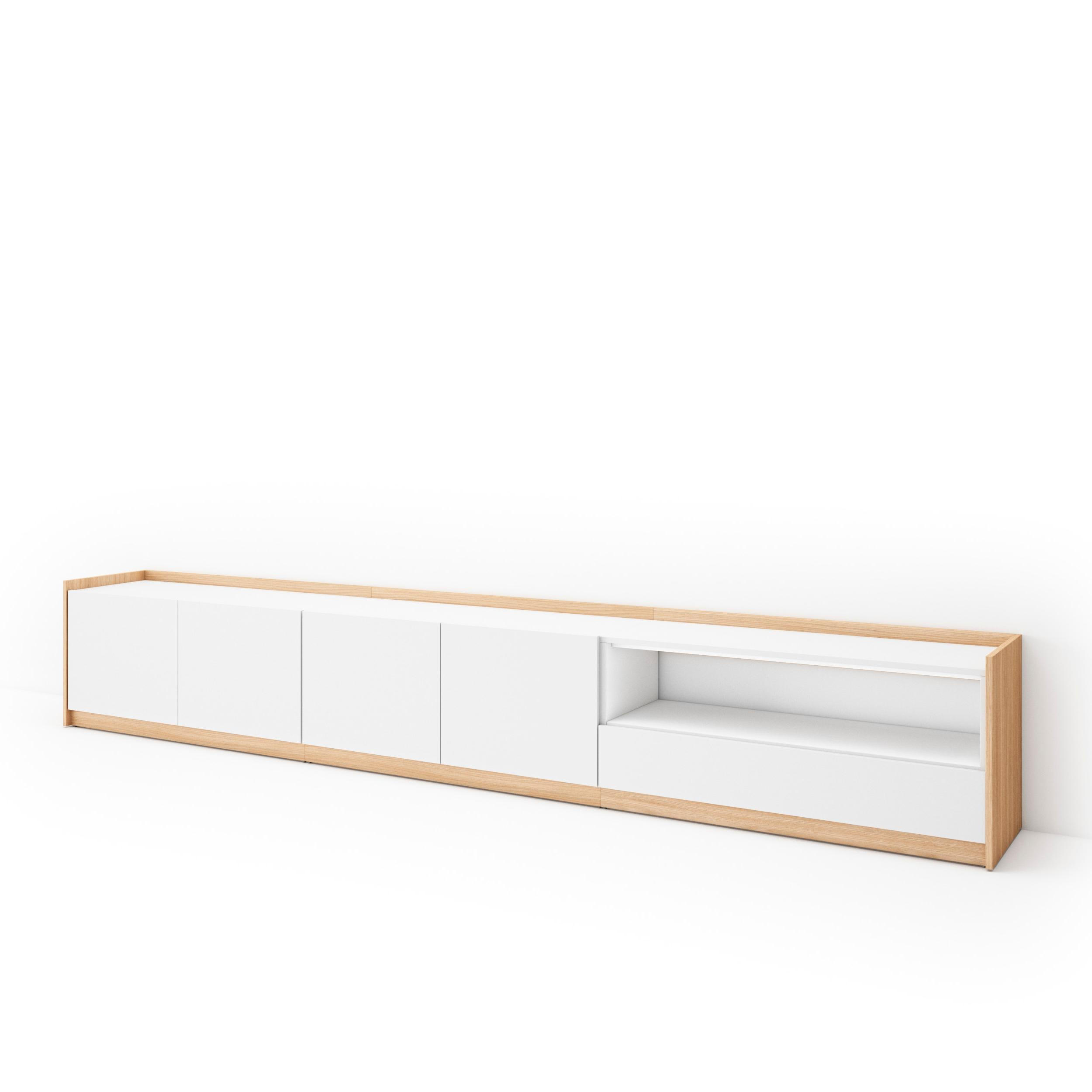 TV-SCHRANK, Lowboard, Weiß und Eiche Soft, 310/37/50cm - Weiß, Holzwerkstoff (310/50/37cm) - Skraut Home