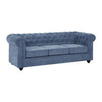 3-SITZER-SOFA - Stoff - Blau - CHESTERFIELD - Blau, Textil (205/72/88cm) - Vente-Unique