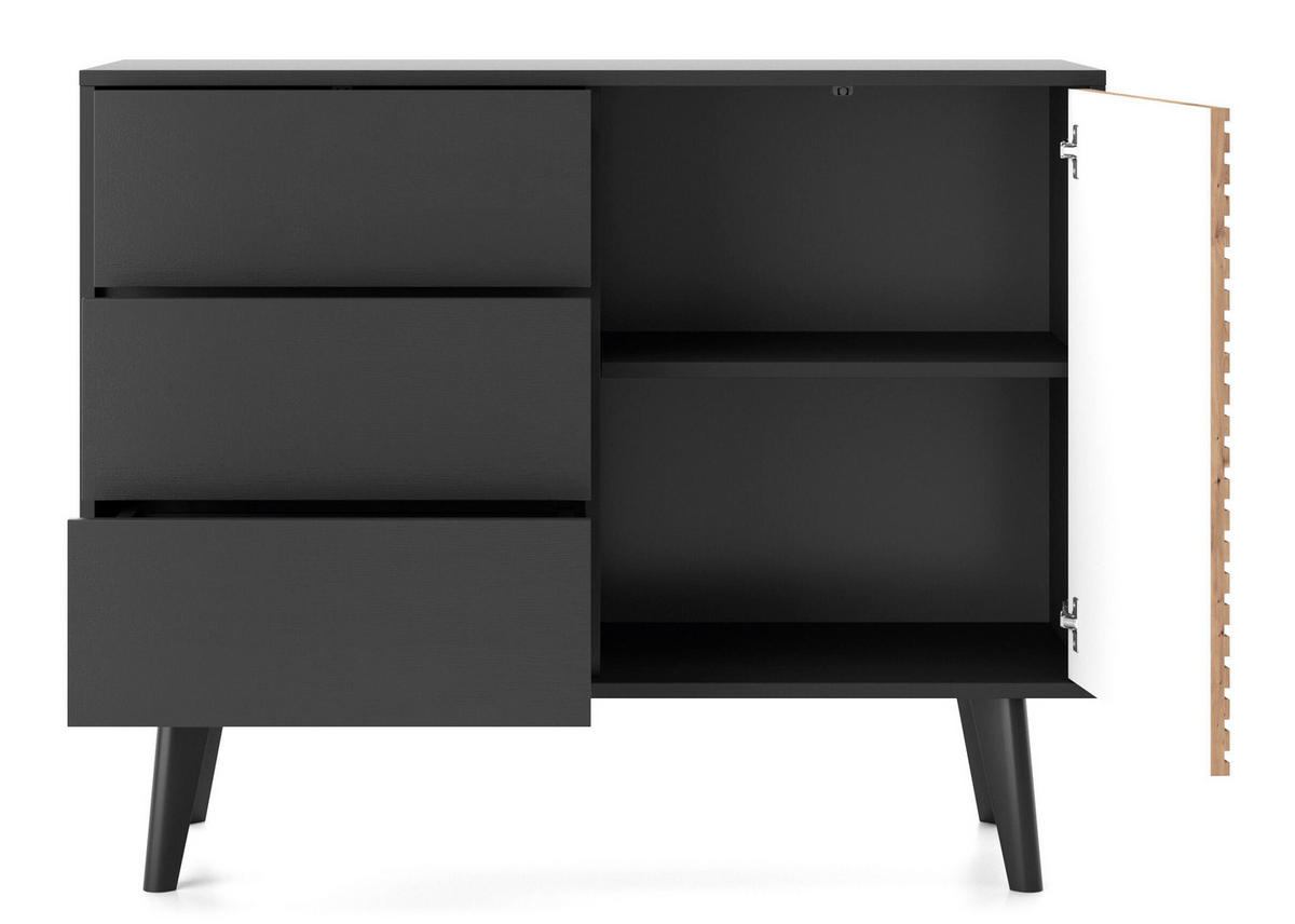 SIDEBOARD SCHWARZ - Schwarz, Holzwerkstoff (104/83/39cm) - FURNLUX