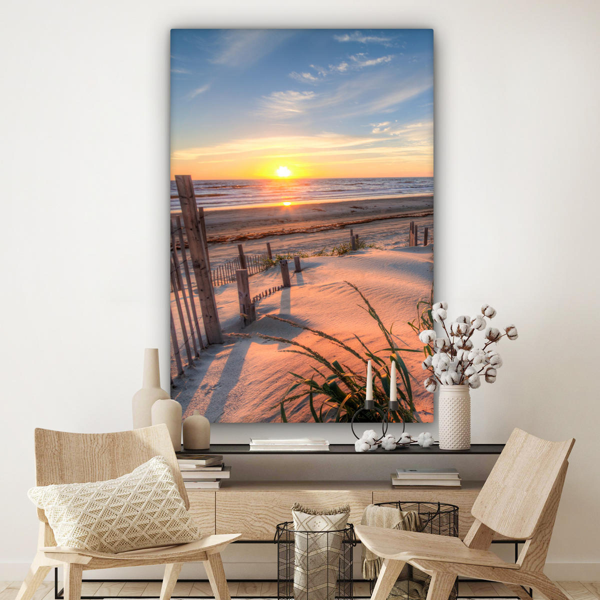 SLIKA NA PLATNU Plaža 90x140 cm - bež, tekstil (90/140cm) - MuchoWow