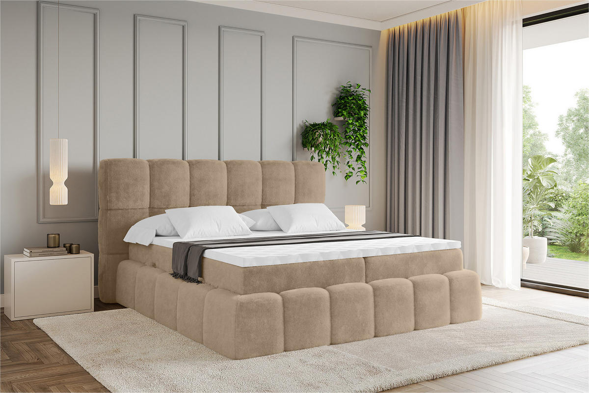 BOXBETT - AURI-H3 - 160x200 Beige Lapitt - Cappuccino, Holzwerkstoff (160/200cm) - ALTDECOR