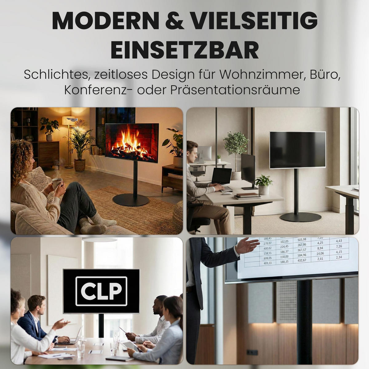 TV RACK Metall Schwarz-Matt - Schwarz, Metall (64/100/53cm) - CLP