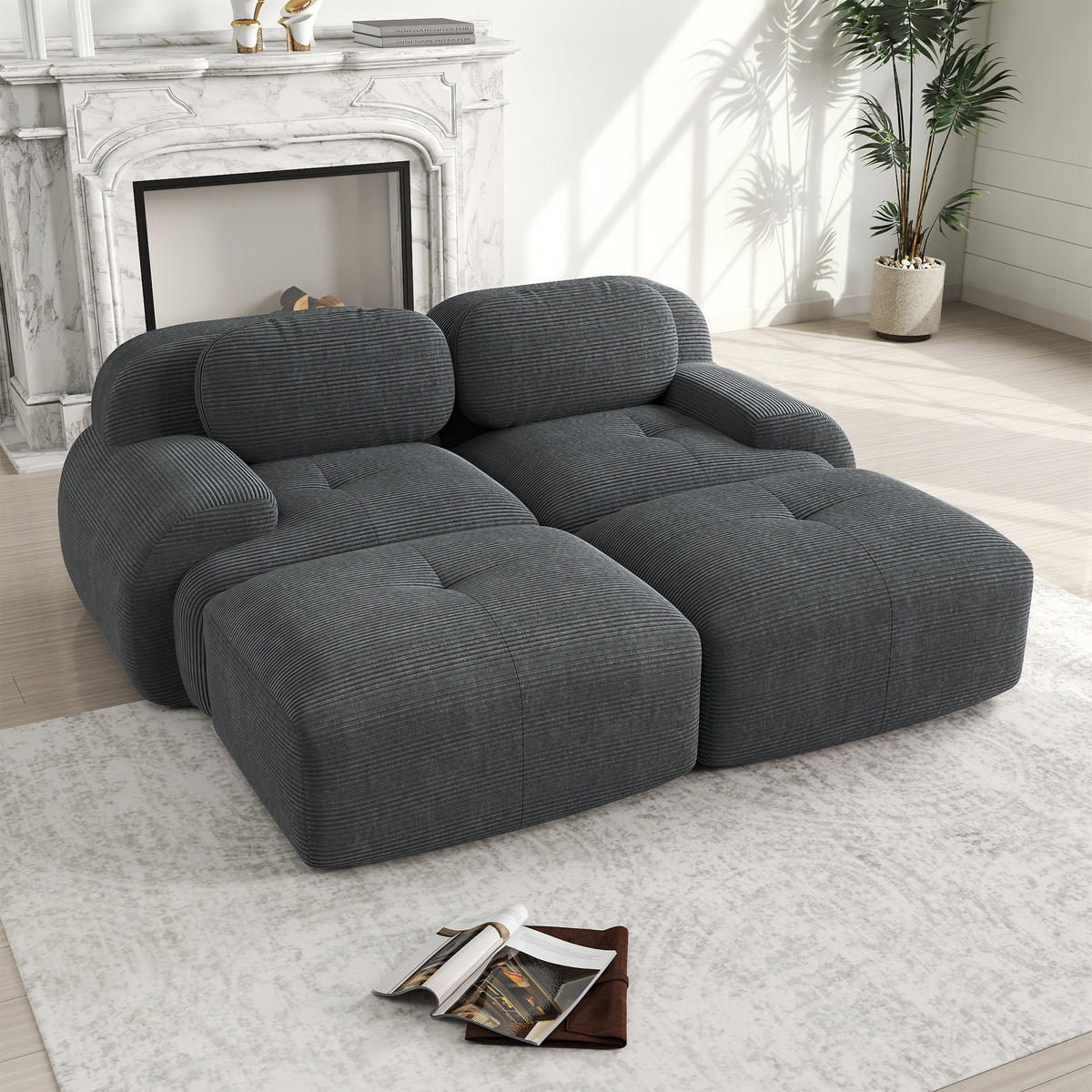 SOFA 2-Sitzer 208/178/75 cm Grau - Grau, Textil (178/75/208cm)