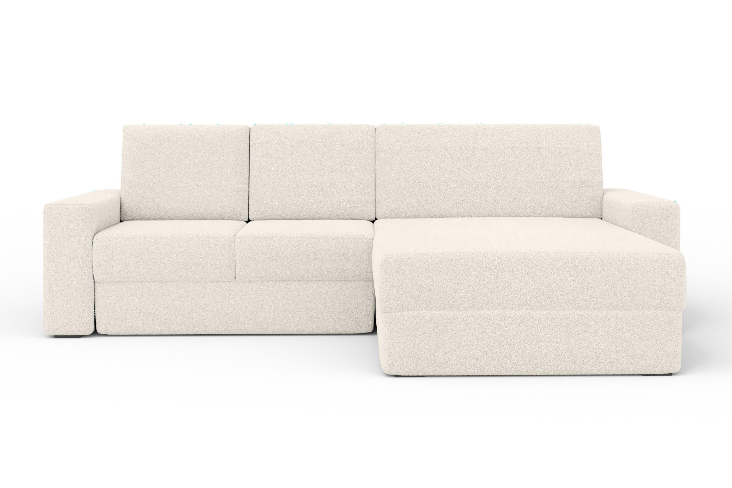 ECKSOFA TOCO XL 275/170 cm in Boucle Ecru rechts - Hellgrau, Holz/Holzwerkstoff (275/170cm) - Deine Möbel 24