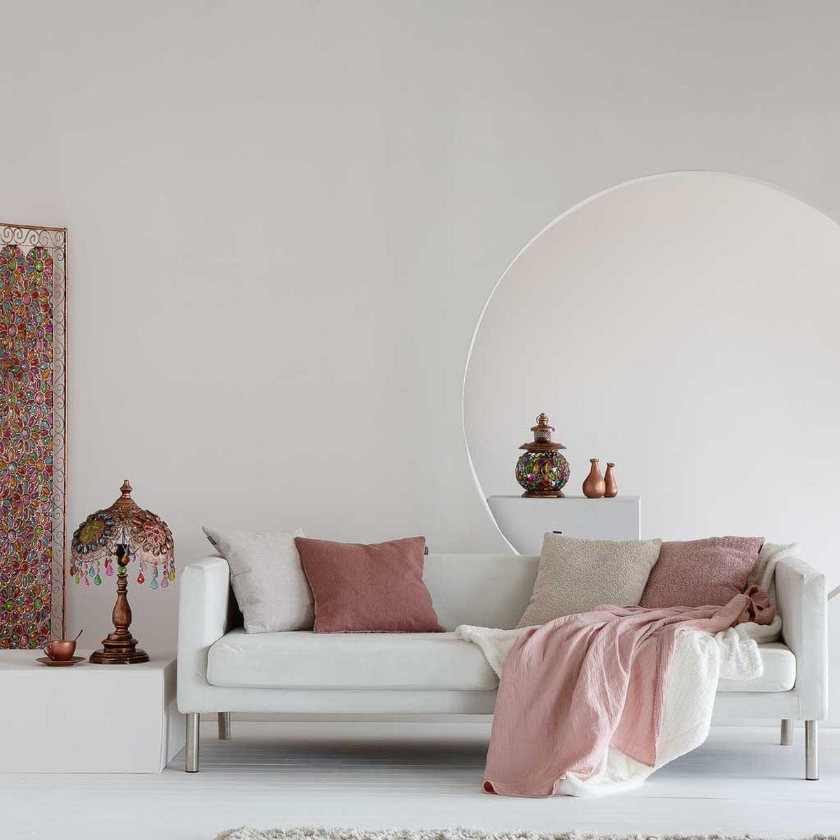 LAMPE aus Metall und Glas, 20x32cm - Multicolor, Metall (20/20/31cm) - Wanderlust