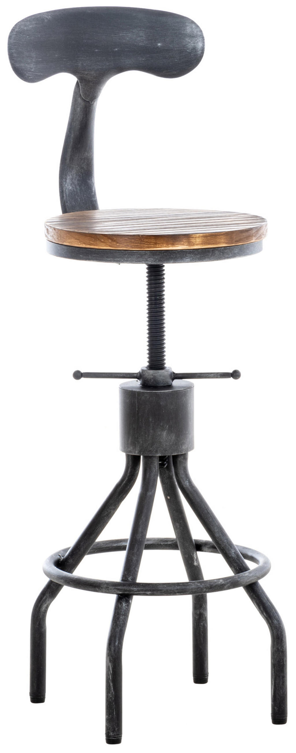 BARHOCKER Hafa, Holzsitz Gestell, Antik Silber - Silberfarben, Holz/Metall (41/100/41cm) - TPFLiving