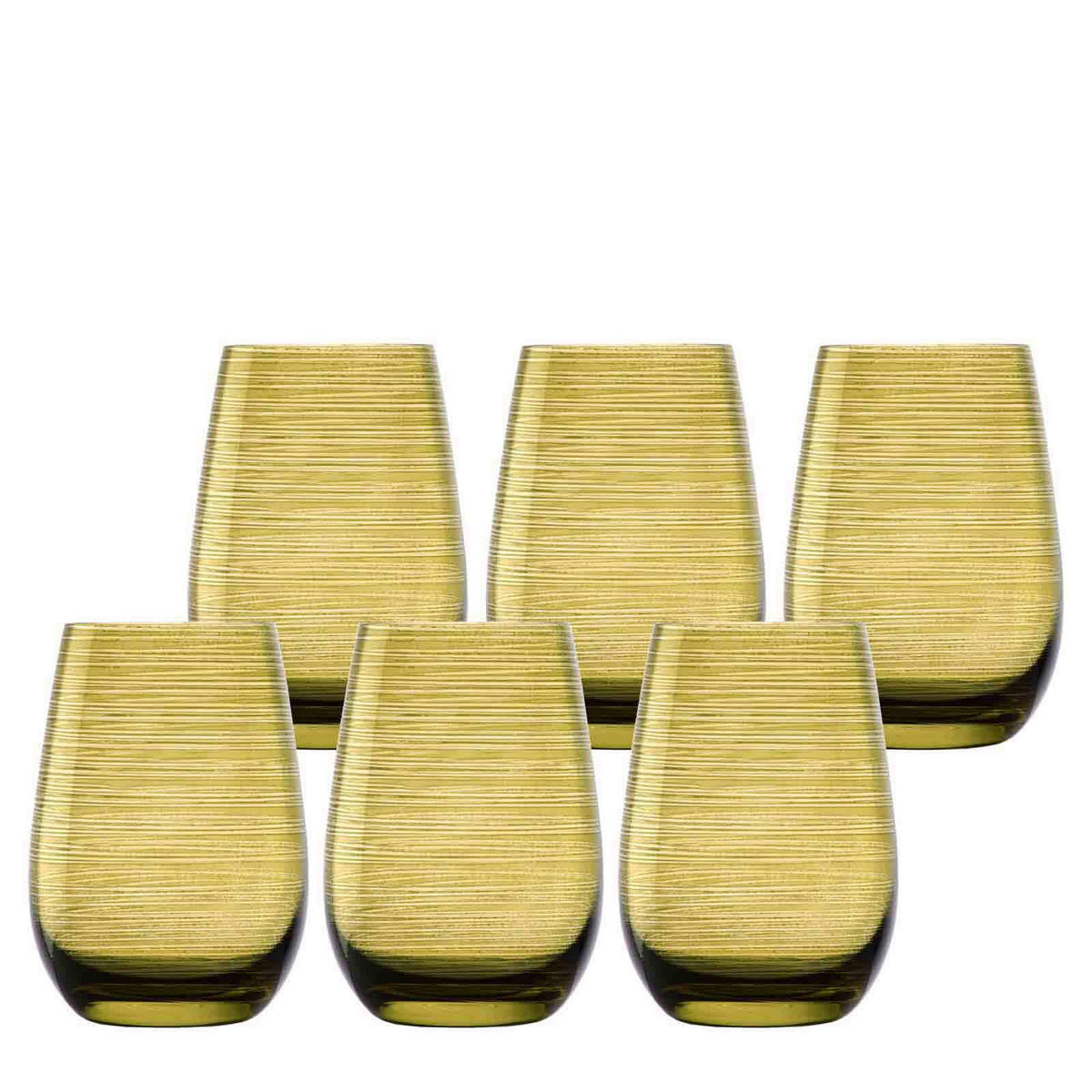 BECHER Twister Oliv 465 ml 6er Set - Olivgrün, Glas (0.465L) - Stölzle Lausitz