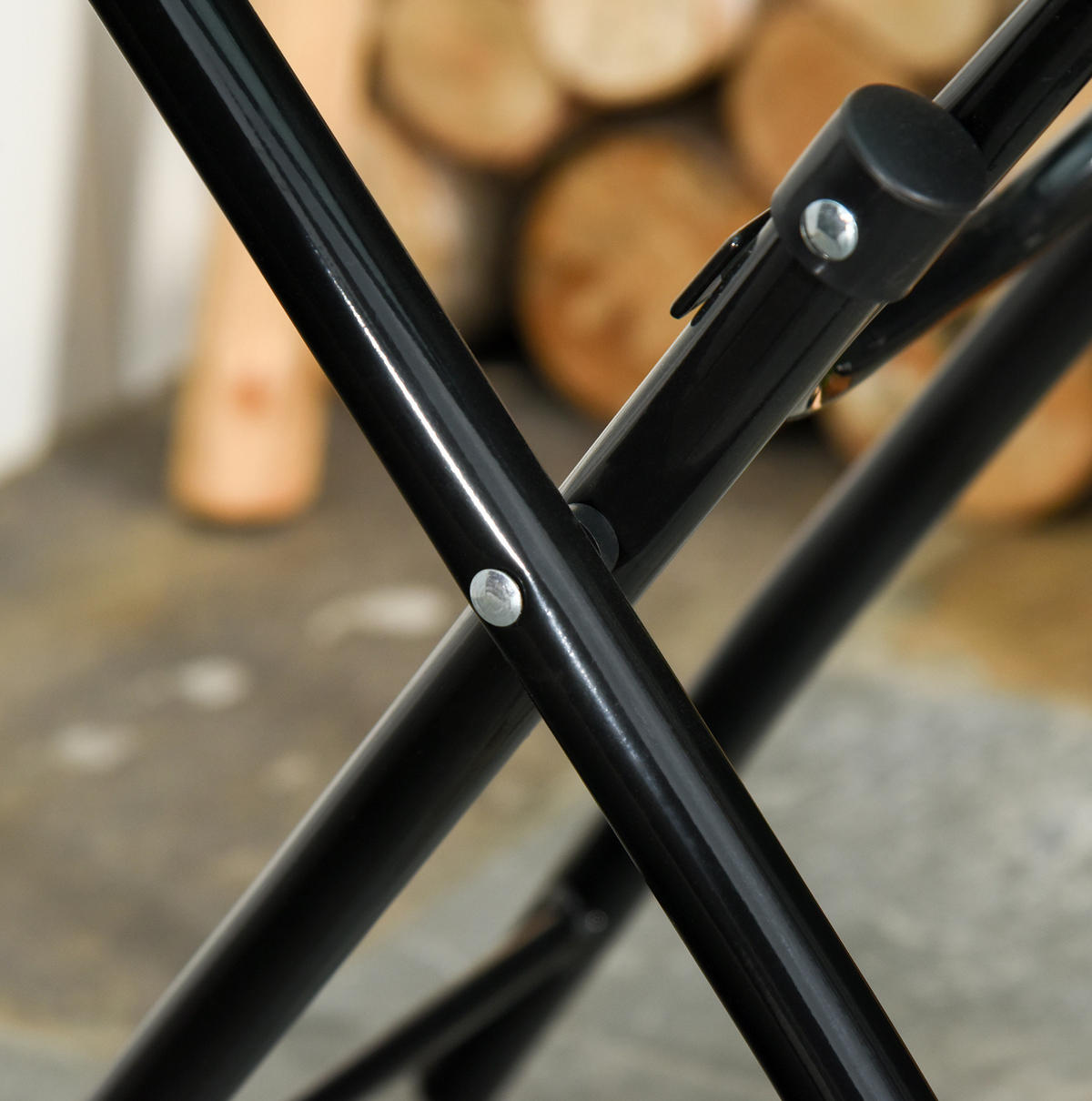 BALKONTISCH Ø45/50 cm klappbar mit Sicherheitsverschluss und Glasplatte aus Metall, Schwarz - Schwarz, Metall (40/40/50cm) - Redom