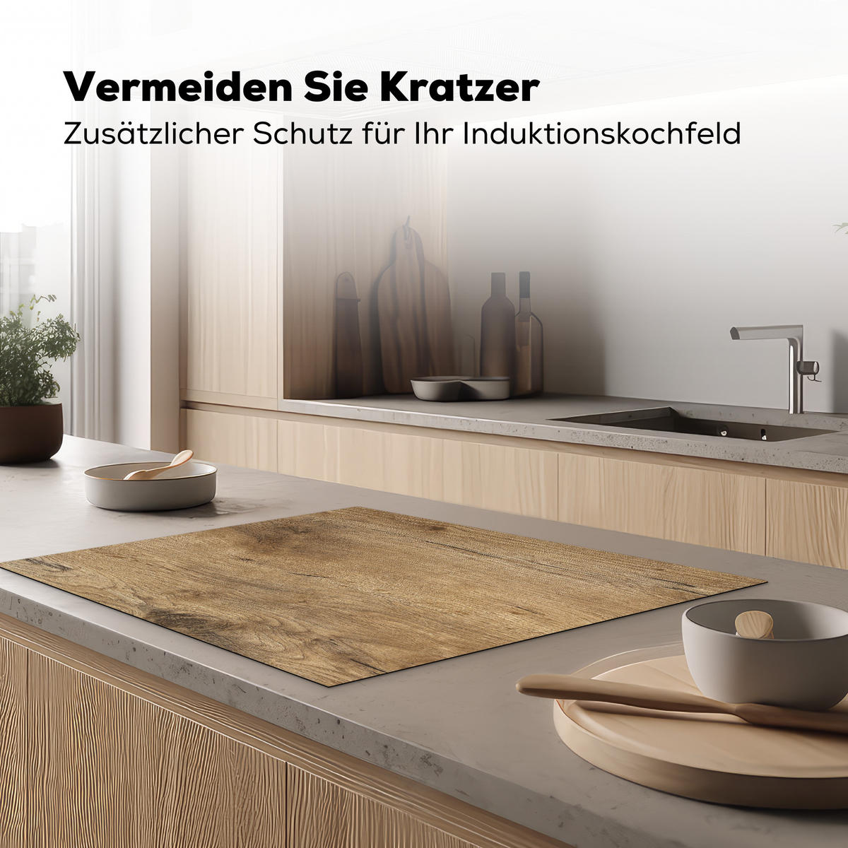 HERDABDECKPLATTE Holz - Braun - Holzoptik 77x59 cm - Eichefarben, Kunststoff (77/0.2/59cm) - MuchoWow