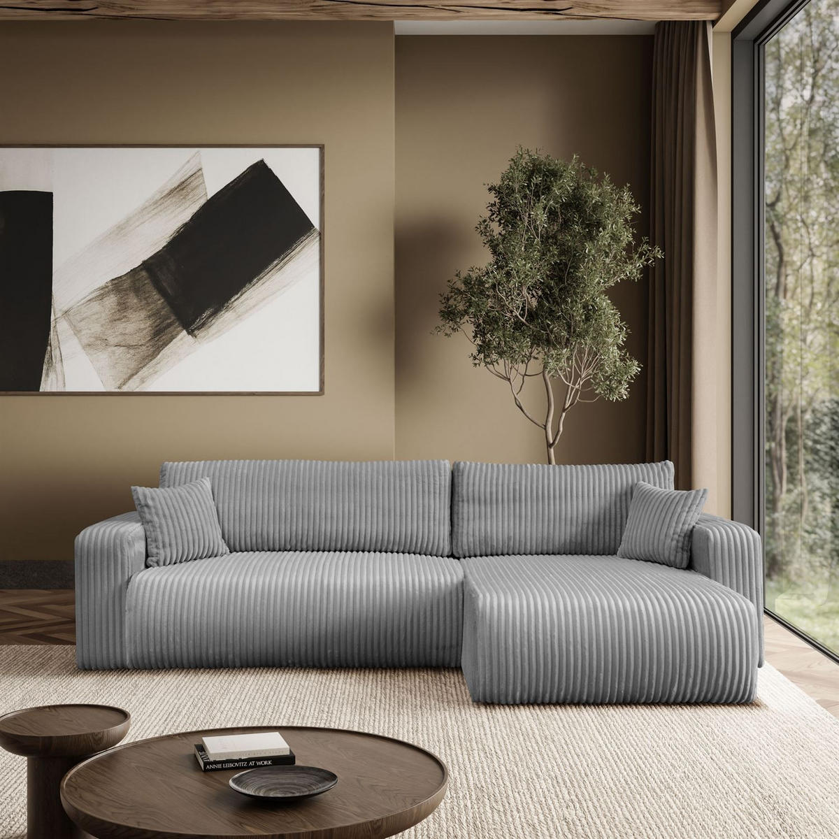 ECKSOFA PRESTIGE SOFT mit Schlaffunktion und Bettkasten, Tilia 86 - Hellgrau, Textil (277/143cm) - Lookway