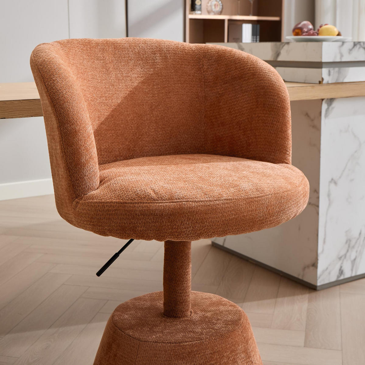 BARHOCKER Orange 1er-Set Höhenverstellbar Drehbar 360° Chenille - Orange, Textil (57.5/92.5/60cm) - PANGIVO