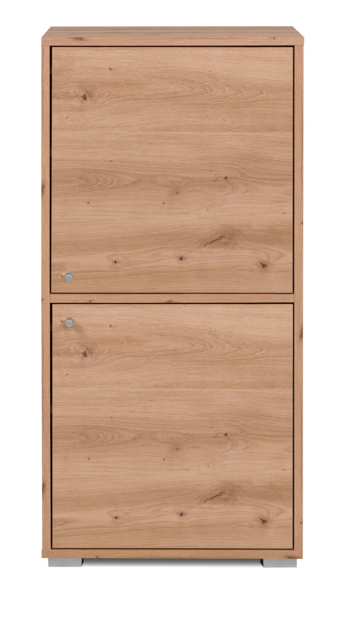 KOMMODE Eiche Artisan 46 x 97 cm, Anrichte mit wechselbarem Türanschlag - Silberfarben/Eiche Artisan, Holzwerkstoff/Kunststoff (46/96.5/33.5cm) - Furn.Design