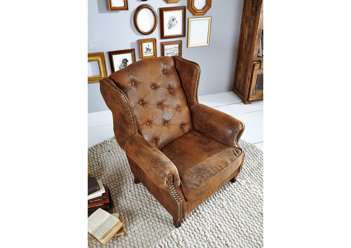 OHRENSESSEL 102x93x102 braun CHESTERFIELD - Braun, Kunststoff (102/102/93cm) - Massivmoebel24
