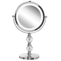 KOSMETIKSPIEGEL silber mit LED-Beleuchtung 18 cm Claira - Silberfarben, Glas (18/34/13cm) - Beliani