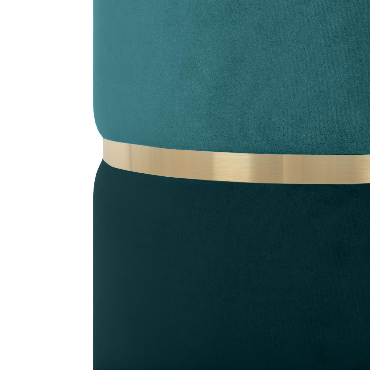 POUF Louise aus entenblauem Samt und goldfarbenem Metall - Blau, Holzwerkstoff/Textil (35/44/35cm) - Sicaan