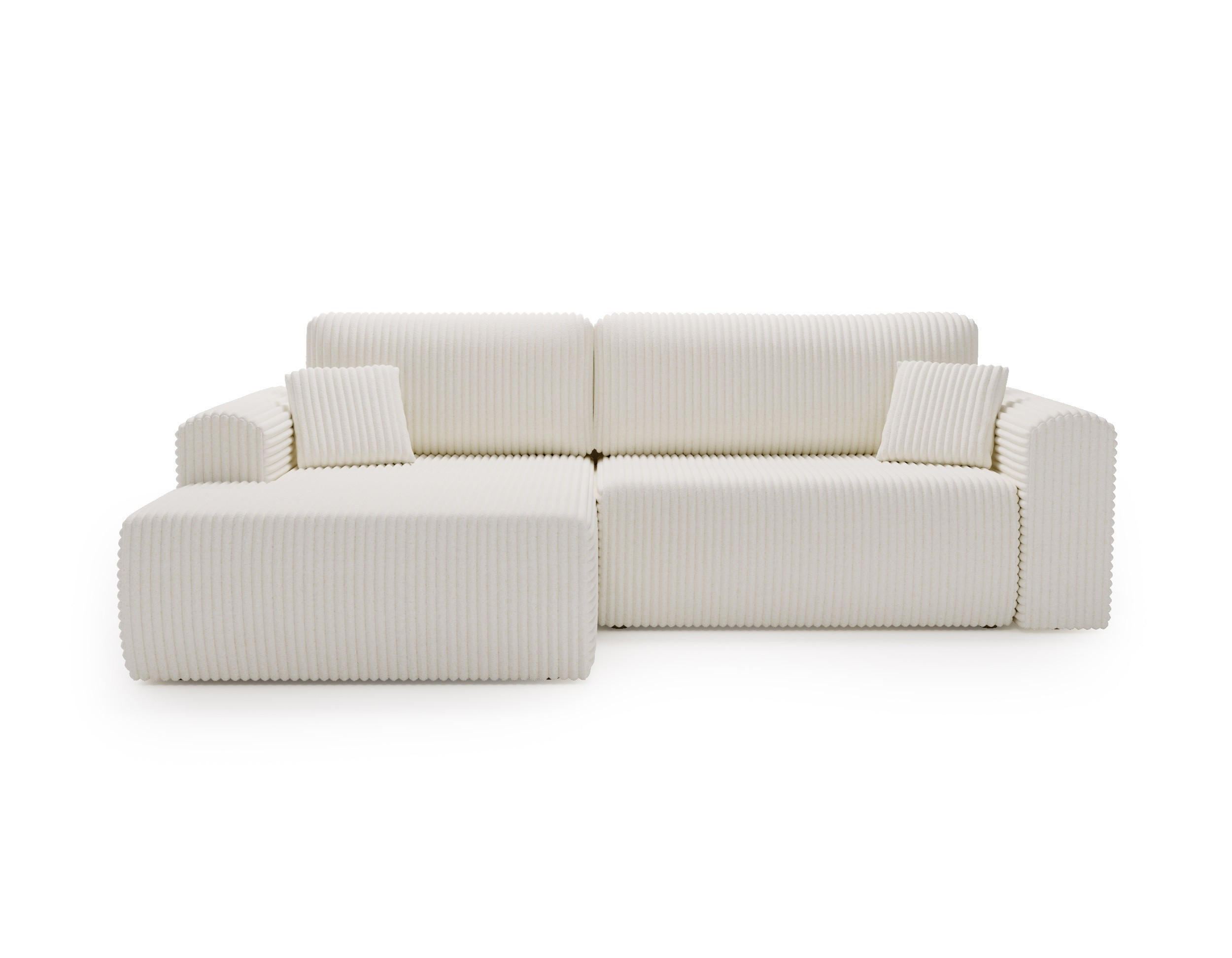 ECKSOFA Linea Weiß, Sofa mit Schlaffunktion, linke seite - Weiß, Holzwerkstoff/Textil (257/177cm) - Bettso