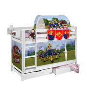 ETAGENBETT JELLE 90x190 cm Feuerwehrmann SAM - Hochbett - inkl. Vorhang und 2 Lattenrosten - Weiß, Holz - Lilokids
