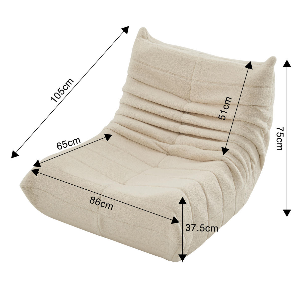FERNSEH- & RELAXSESSEL Sofa Liegesofa für Wohnzimmer Beige - Beige, Holz (91.44/60.45/101.5cm)
