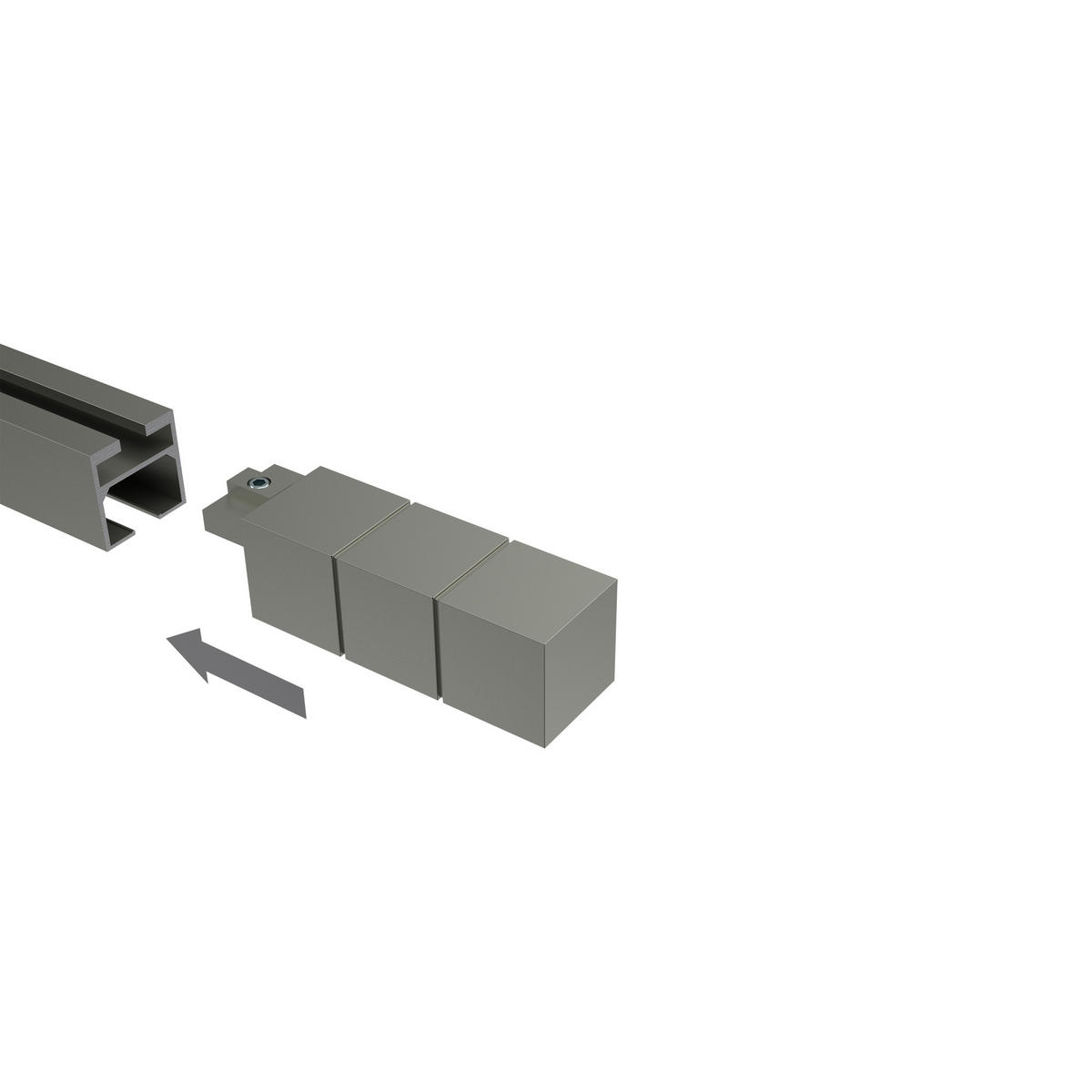 ENDSTÜCKE FÜR GARDINENSTANGEN 20x20 mm, Cubes Satin-Silber, Packung 2 Stück - Silberfarben, Metall (7/2/2cm) - INTERDECO