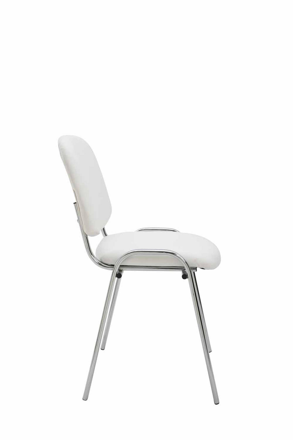 BESUCHERSTUHL Keen, Kunstleder mit Gestell in Chromoptik / Bezug Weiß - Chromfarben/Weiß, Textil/Metall (54/79/48cm) - TPFLiving