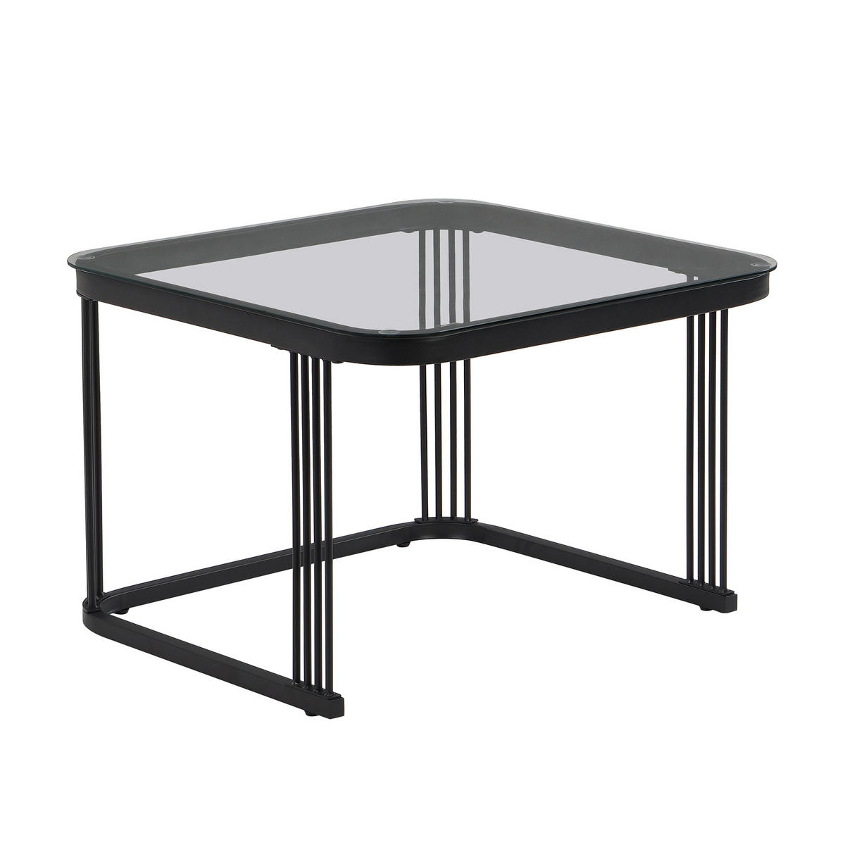 COUCHTISCH 2er-Set 60/60/44,5 + 50/50/34,5 cm mit Schubladen in Marmoroptik - Schwarz, Holzwerkstoff (60/60/45cm) - Flora Grace