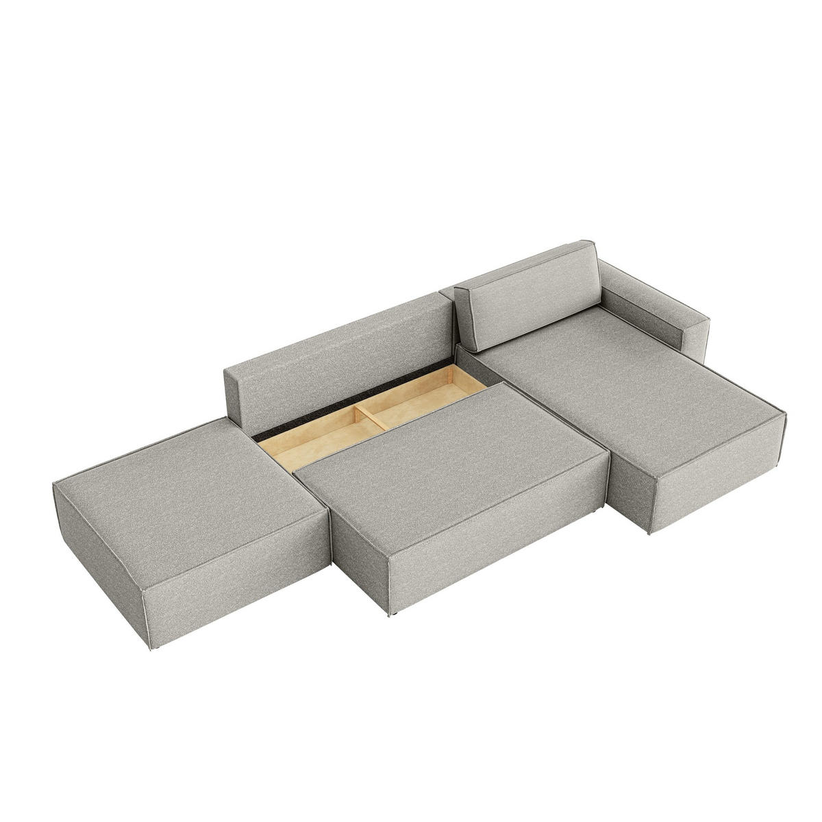 ECKSOFA Lummo La mit Schlaffunktion, Grau - Grau, Textil (363/185cm) - Fedve