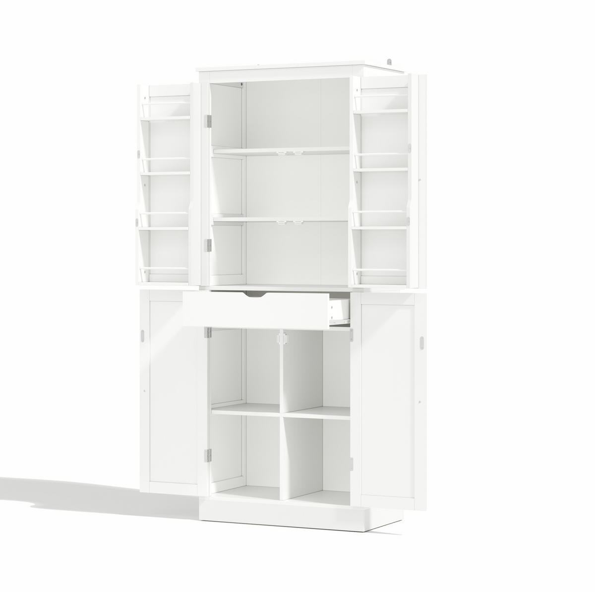 BUFFETSCHRANK 75/40/182 cm mit Innenschublade, Türablagen und vielseitigem Stauraum, Weiß - Weiß, Holzwerkstoff (75/180/40cm) - Redom