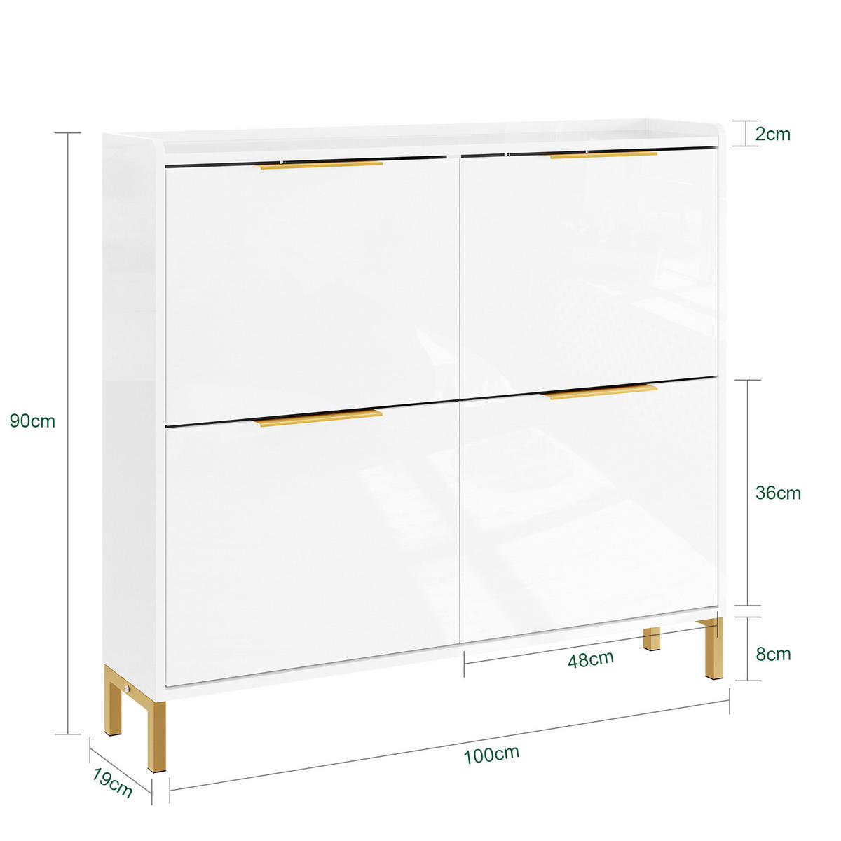 SCHUHSCHRANK Weiß - Weiß, Holzwerkstoff (100/90/19cm) - SoBuy