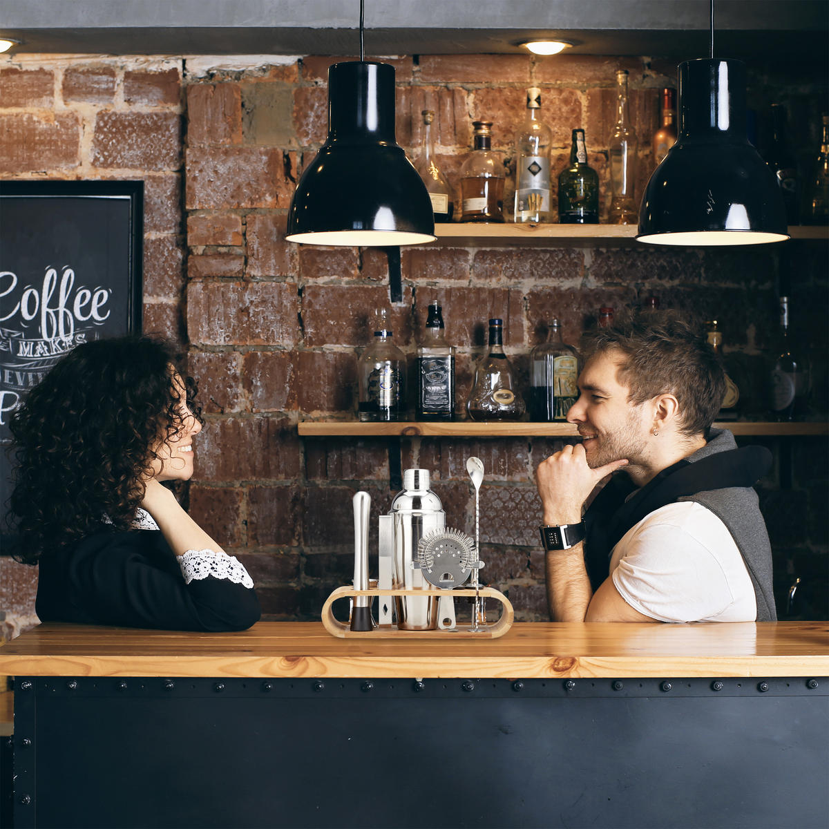 KOKTAILOVÝ set - viacfarebná, kov/drevo (27.5/25.5/10.5cm) - Relaxdays