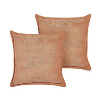 DEKOKISSEN CORD 2er-Set Orange 43/43 cm Zinnia - Orange, Textil (43/43cm) - Beliani